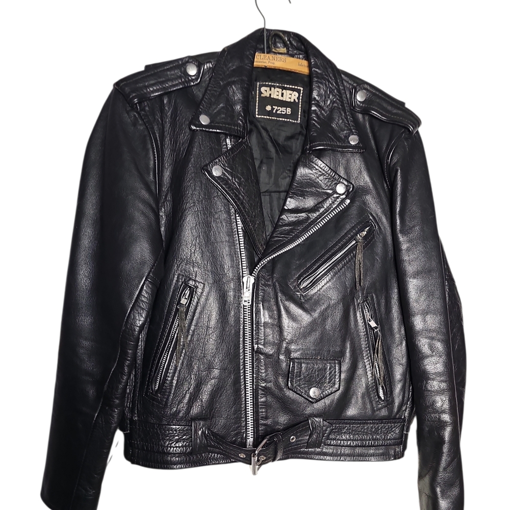 Shelter Genuine Black Leather Biker Jacket
